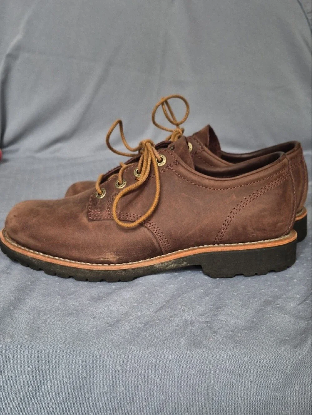 L.L. Bean Bucksport Shoe Plain Toe Mens 8W Brown Suede Leather Lace-Up Oxfords